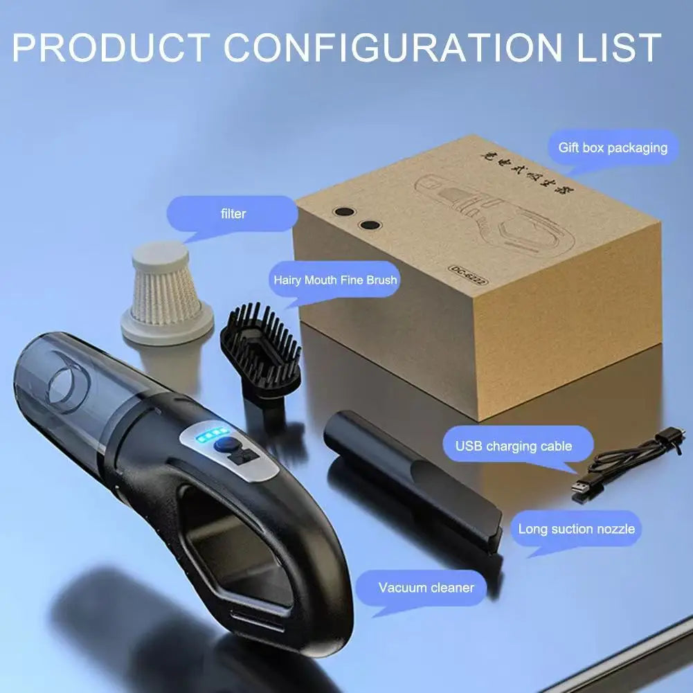Wireless Handheld Vacuum Cleaner – Powerful Suction, Quick-Charge Rechargeable Cleaner for Car, Home & Pet Hair
