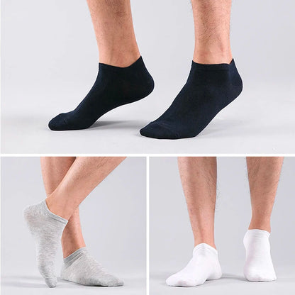 HSS Men’s 100% Cotton No Show Socks – Summer Thin Breathable Boat Socks, Black Short Socks Size 39-44 for Students