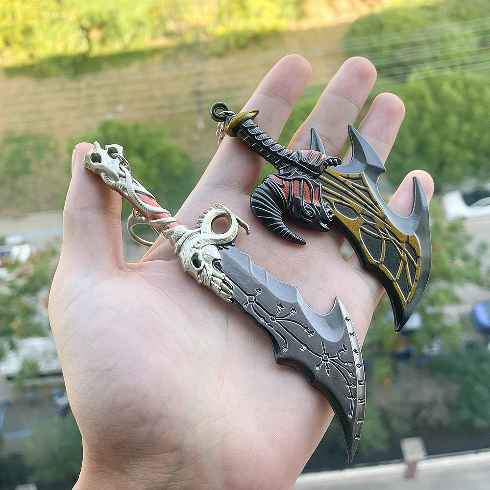 God of War Ragnarok Keychain - Thor Mjolnir Hammer, Leviathan Axe & Blades of Chaos Game Key Ring
