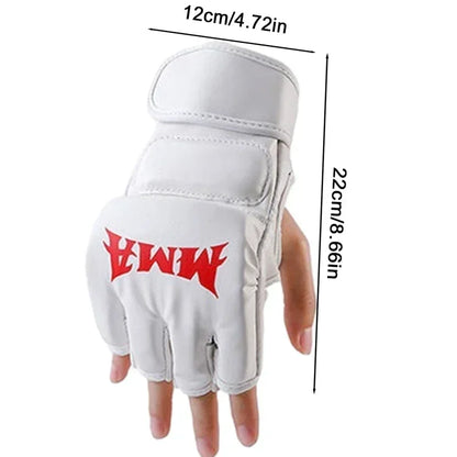 Half-Finger Boxing Training Gloves - Leather Padded Sanda, UFC & Heavy Bag Training Gloves