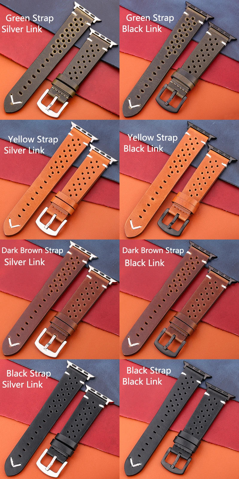 Genuine Leather Apple Watch Strap – Compatible with Series 7, 6, 5, 4, SE (40mm–49mm) for Men & Women