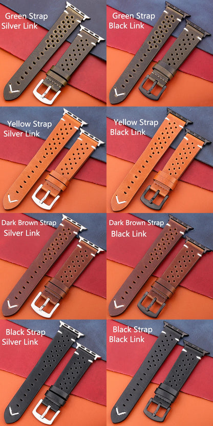 Genuine Leather Apple Watch Strap – Compatible with Series 7, 6, 5, 4, SE (40mm–49mm) for Men & Women