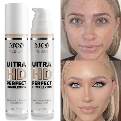 9-Shade Full Coverage Liquid Concealer & Foundation — Natural Matte Base Makeup