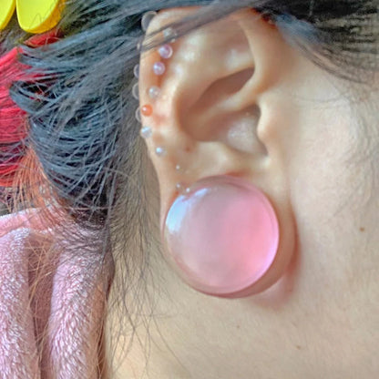 Natural Glass Double Flared Ear Plugs – Colorful Ear Tunnel Gauge Expanders Body Piercing Jewelry