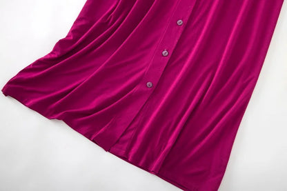 Women’s Modal Short-Sleeve Night Dress – Mid-Length Cotton Sleep Top with Buttons, Plus Size Pajamas