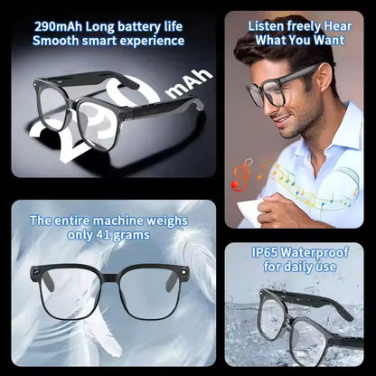 AI Smart Glasses - 800W Camera Video Recording, Photo & Translation Glasses with 32GB Storage and Waterproof Design