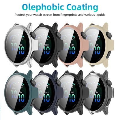 Tempered Glass Screen Protector + Case for Garmin Vivoactive 6 – All-Around Hard Bumper Cover