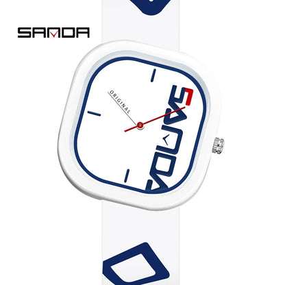 SANDA Men’s Quartz Sports Watch - Waterproof Silicone Strap with Simple Luxury Casual Design