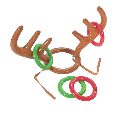 Inflatable Reindeer Antler Hat Ring Toss Game – Kids Christmas & Family Party Toy, Xmas 2023 Decor