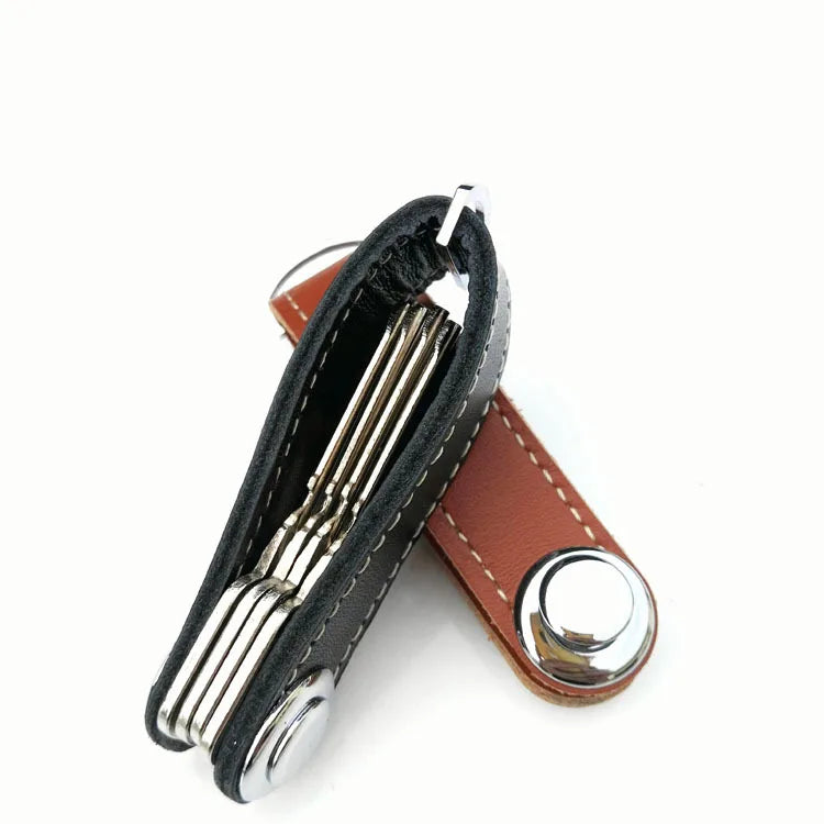Leather Car Key Pouch – Wallet Case & Key Organizer with Chain for Smart Keys