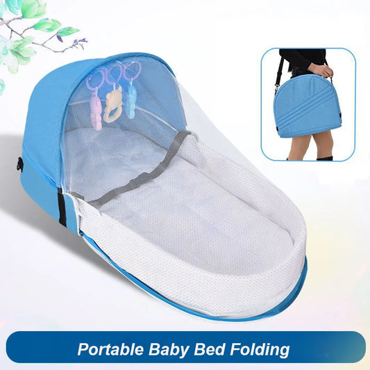 Foldable Baby Travel Crib - Anti-Crush Portable Bed with Mosquito Net & Comfortable Mattress for Newborns