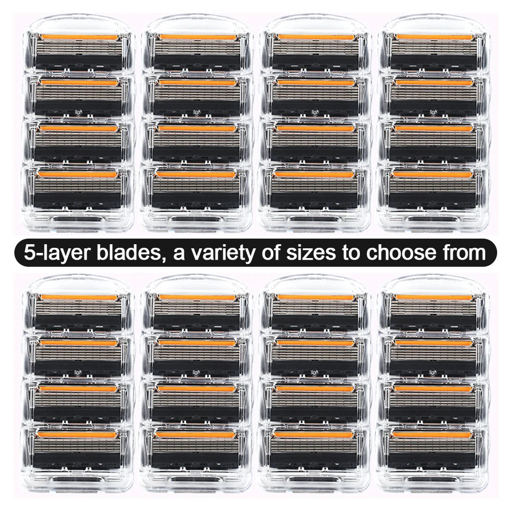 Men’s 5-Layer Fusion Razor Blade Refills – 4/12/24PCS Replacement Cartridges for Beard & Face Shaving
