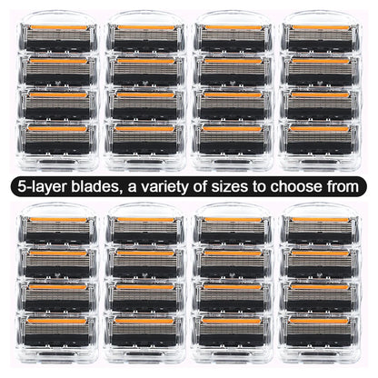 Men’s 5-Layer Fusion Razor Blade Refills – 4/12/24PCS Replacement Cartridges for Beard & Face Shaving