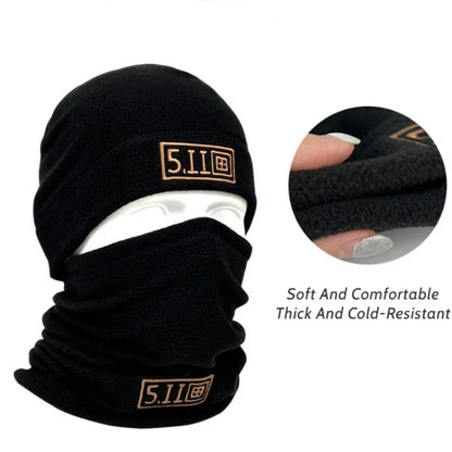 Tactical Fleece Hat & Scarf Set — Thermal Winter Balaclava Face Mask Neck Protector for Sports & Cycling
