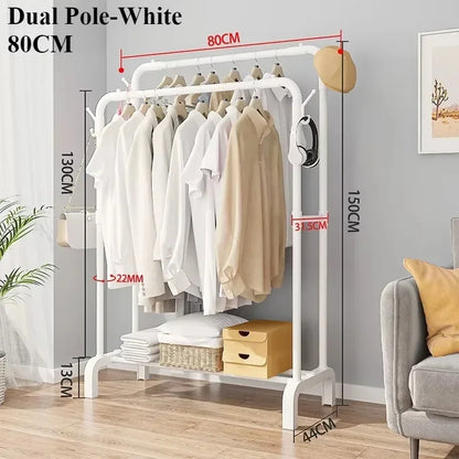Metal Floor Standing Clothes Rack – Detachable & Easy-to-Assemble Storage Organizer