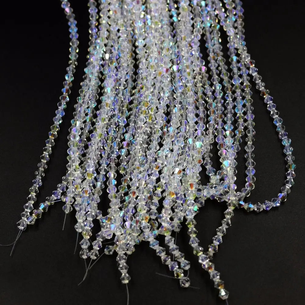 3/4mm Crystal Bicone Glass Beads - White Loose Faceted Beads for DIY Bracelets, Earrings & Jewelry Making