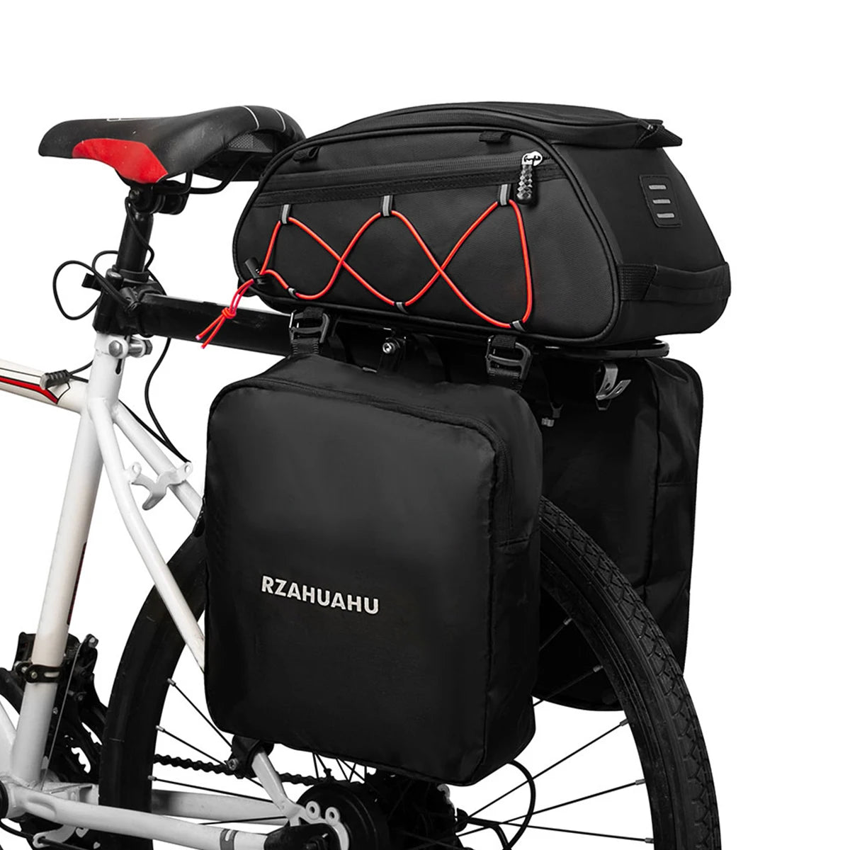 3-in-1 Waterproof Bike Rack Trunk Bag with Cooler & 2 Side Hanging Bags – Bicycle Rear Seat Cargo Luggage