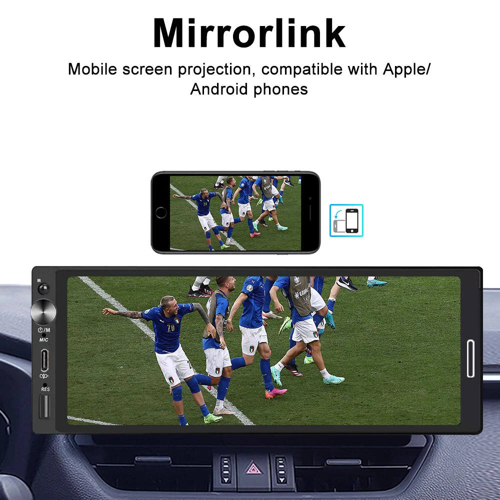 Universal 1DIN 6.9" Wireless CarPlay Android Auto – MP5 Multimedia Car Radio Stereo with TYPE-C Fast Charging