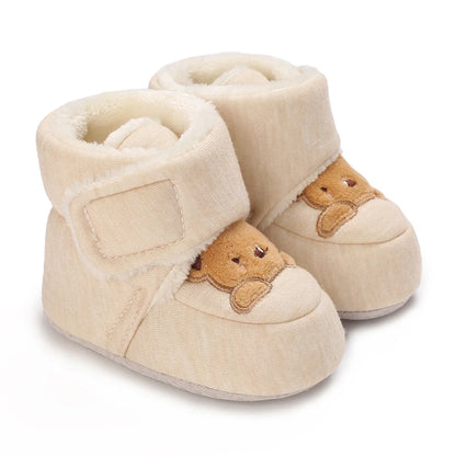 Baby Girls’ and Boys’ Cotton First Walker Shoes - Soft Cartoon Toddler Shoes for Newborns and Infants