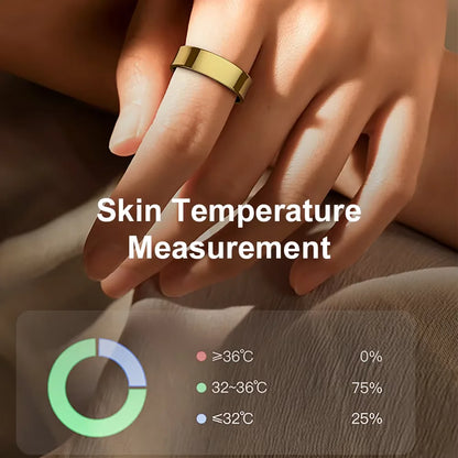 R09 Smart Ring with Charging Case – Heart Rate, SpO2 & Temperature Monitor, 5ATM Waterproof Fitness Ring for Android & iOS
