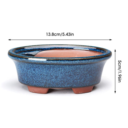 Breathable Ceramic Bonsai Pots - Stoneware Flowerpots with Drainage Holes for Garden Plants