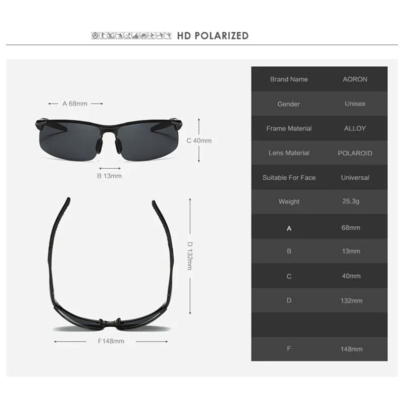 AORON Men’s Driving Sunglasses — Polarized UV400 Anti-Glare Retro Sport Glasses with Aluminum Magnesium Frame