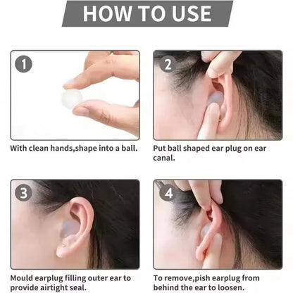 Soft Silicone Earplugs – Reusable Waterproof Noise-Canceling Gel Ear Plugs for Sleeping, Swimming & Flying