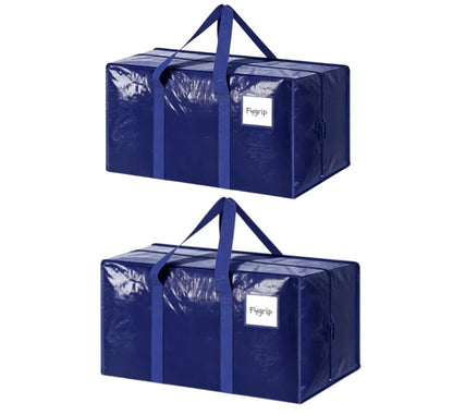 6 Pack Extra Large Moving Bags - Heavy-Duty Waterproof Storage Totes with Handles & Zippers for Home and Dorm Use