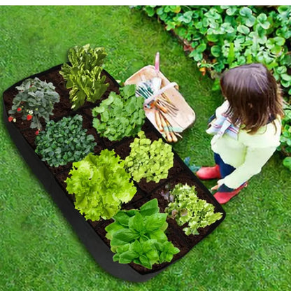 Garden Planting Bag - Multi-Gird Felt Rectangle Nursery Pot for Vegetables, Tomatoes, Potatoes - Planting Container