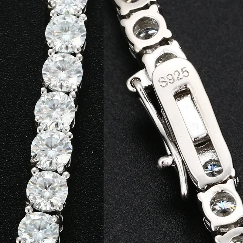 Unisex Moissanite Tennis Chain Bracelet – 925 Sterling Silver Gold Plated Hip Hop Jewelry for Men & Women
