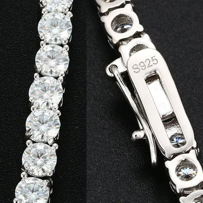 Unisex Moissanite Tennis Chain Bracelet – 925 Sterling Silver Gold Plated Hip Hop Jewelry for Men & Women