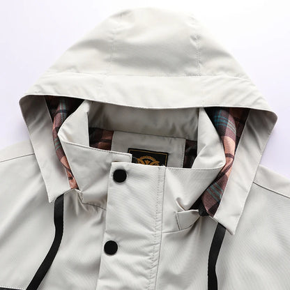 Men's Casual Hooded Windbreaker Jacket - Waterproof Warm Soft Shell Outdoor Winter Coat Plus Size