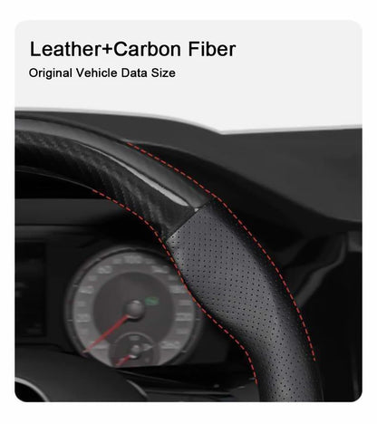 Hyundai Carbon-Fiber Leather Steering Wheel Cover — Fits i20/i30/i40/ix25/ix35/ix55/Elantra/Tucson/Sonata/Solaris/Palisade/Nexo