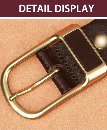 Genuine Leather Men's Belt – High-Quality Buckle, Cowskin Casual & Business Waistband, Cowboy Fashion Designer 2024 New