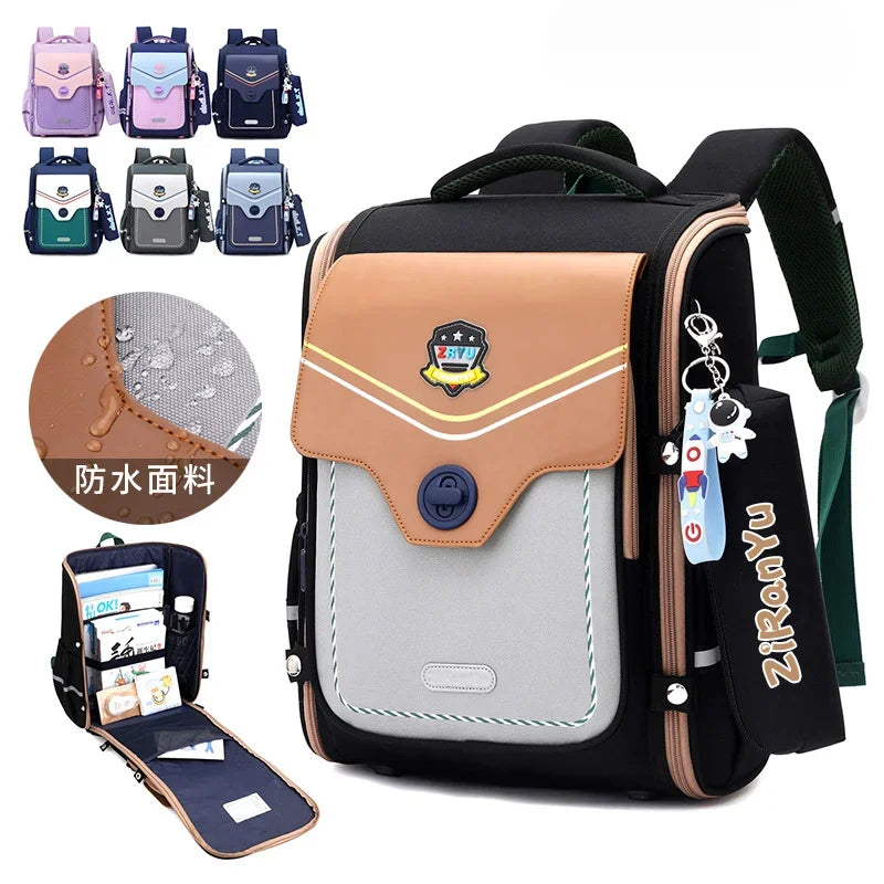 Orthopedic Waterproof Elementary School Backpack Set – High-Quality Kids Bookbag for Boys & Girls with Pencil Case Gift Set