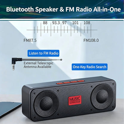 S18 Bluetooth Speaker - Waterproof Wireless Speaker with Subwoofer, FM Radio & 20-Hour Battery