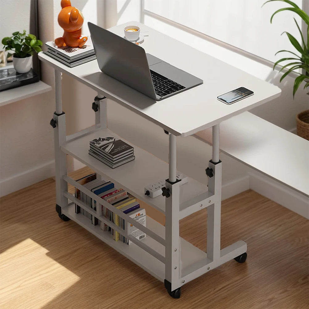 Adjustable Height Swivel Wheel Bedside Table – Mobile Rolling Desk for Laptop, Dormitory & Bedroom Use