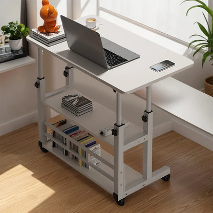 Adjustable Height Swivel Wheel Bedside Table – Mobile Rolling Desk for Laptop, Dormitory & Bedroom Use
