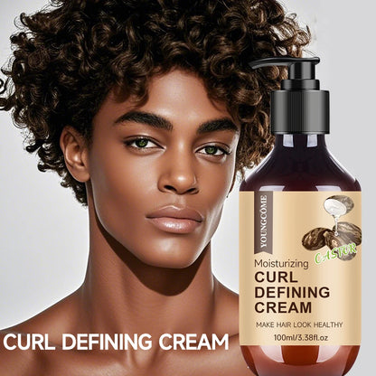 Men’s Castor Oil Curling Cream 100ml - Rosemary & Peppermint Curl Control Hair Styling Cream