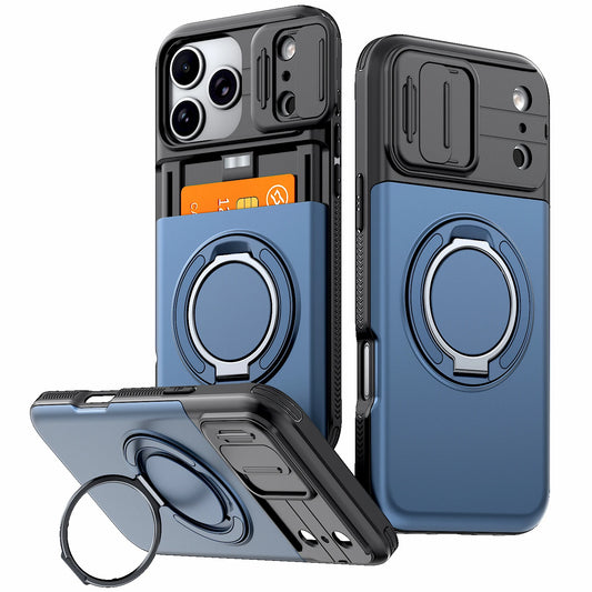 Luxury Wallet Case for iPhone 18 17 16 15 14 13 12 Pro Max 17E 16E 17 Pro - Shockproof Armor Card Holder Stand Cover