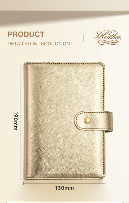 A6 Gold Ring Budget Planner Binder – Gold, Purple & Black with Zipper Cash Envelopes for Money Organization