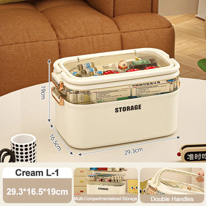 3/4-Layer Large Capacity Medicine Organizer Box – Portable Family First Aid Kit & Pill Storage Container