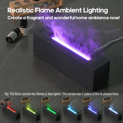 Elevate Your Atmosphere: KINSCOTER Flame Aroma Diffuser - Ultrasonic Cool Mist Maker with LED Flame Lamp - Essential Oil Difusor for Relaxation