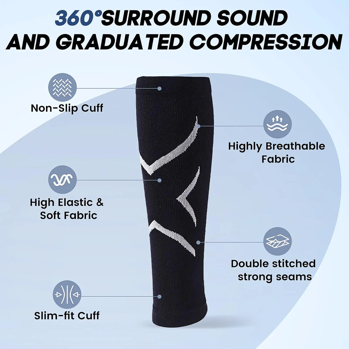 Calf Compression Sleeves - Running, Cycling, Marathon & Gym Fitness Support for Men and Women