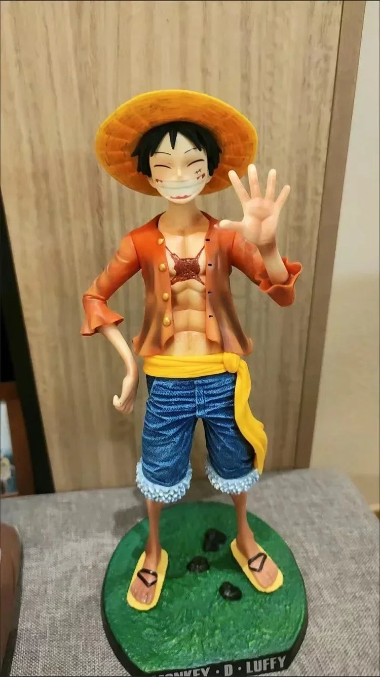 One Piece 42.5cm Straw Hat Monkey D. Luffy Figure – 1/4 Scale Large Smiley Anime Statue, Decorative Doll Toy Gift