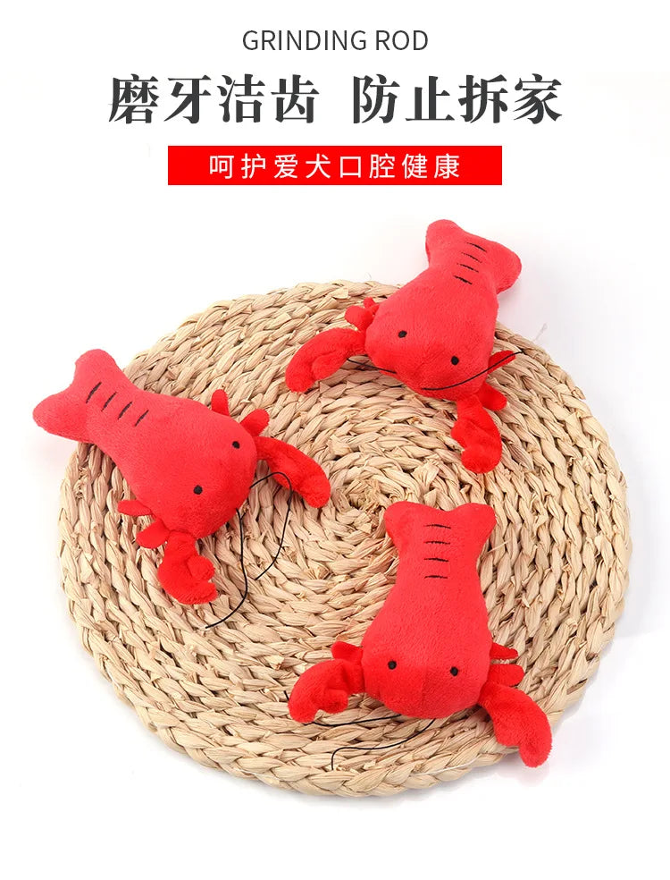 Cute Lobster Plush Dog Toy – Bite-Resistant Squeaky Chew Toy for Puppies & Cats, Fun Pet Accessory