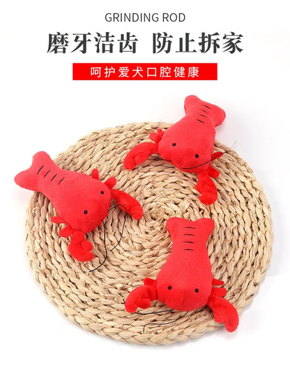 Cute Lobster Plush Dog Toy – Bite-Resistant Squeaky Chew Toy for Puppies & Cats, Fun Pet Accessory