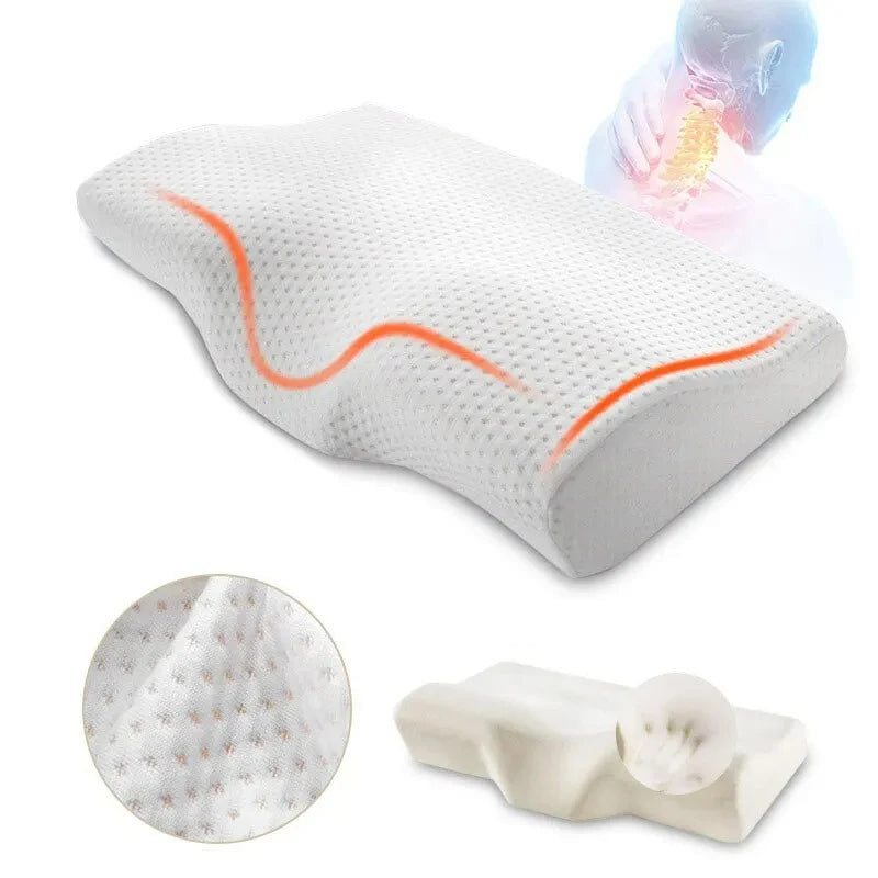Memory Foam Orthopedic Pillow – Butterfly-Shaped Neck Protection with Slow Rebound for Cervical Health
