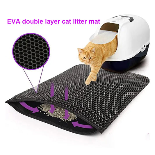 Double Layer Cat Litter Mat: Waterproof Urine-Proof Trapping Mat - Easy-to-Clean Non-Slip Toilet Pad with Large Foot Area, Cat Scratch Pad
