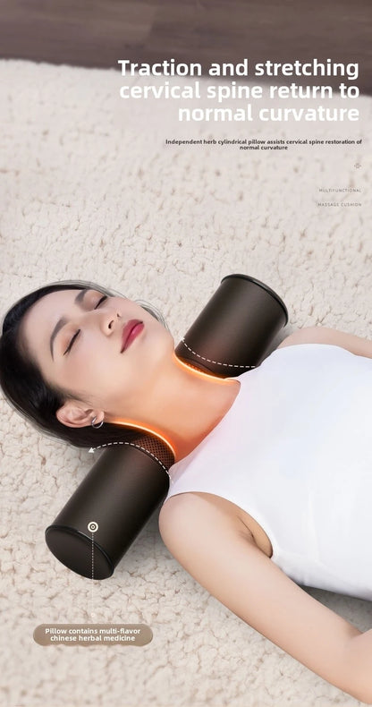 Multifunctional Electric Lumbar Traction Massage Mattress Cushion – Full Body Vibrations for Shoulder, Neck, Waist, and Back with Removable Cover
